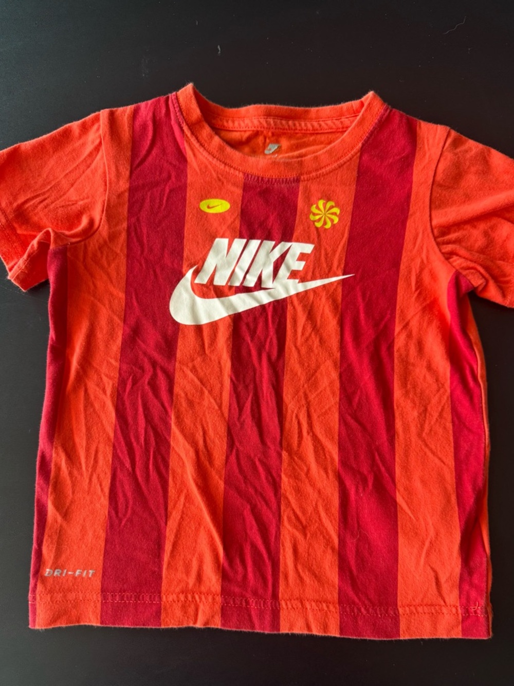Nike Kids Red and Orange Striped Dri-FIT Tee